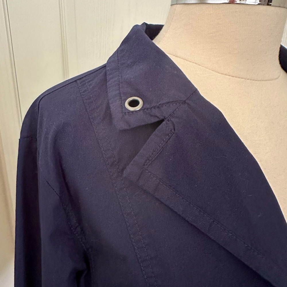 Anthropologie CocoYClub Lightweight Navy Jacket Ruffle Trim Zipper Size XL NWOT - Picture 10 of 13